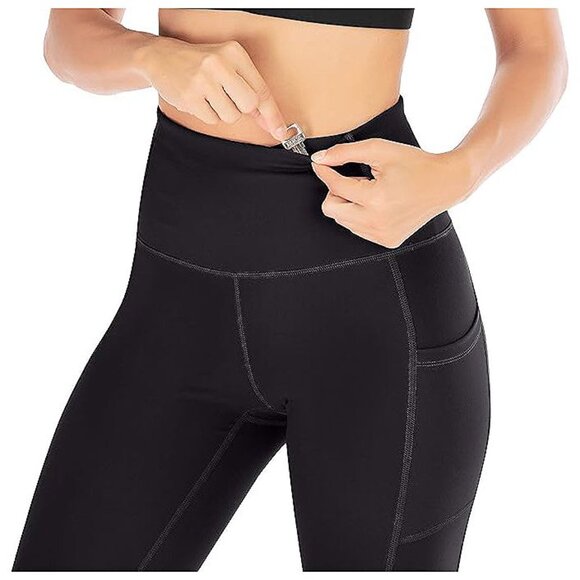 Women's Yoga Pants with Pockets Leggings for Women Capris Black - Picture 4 of 6